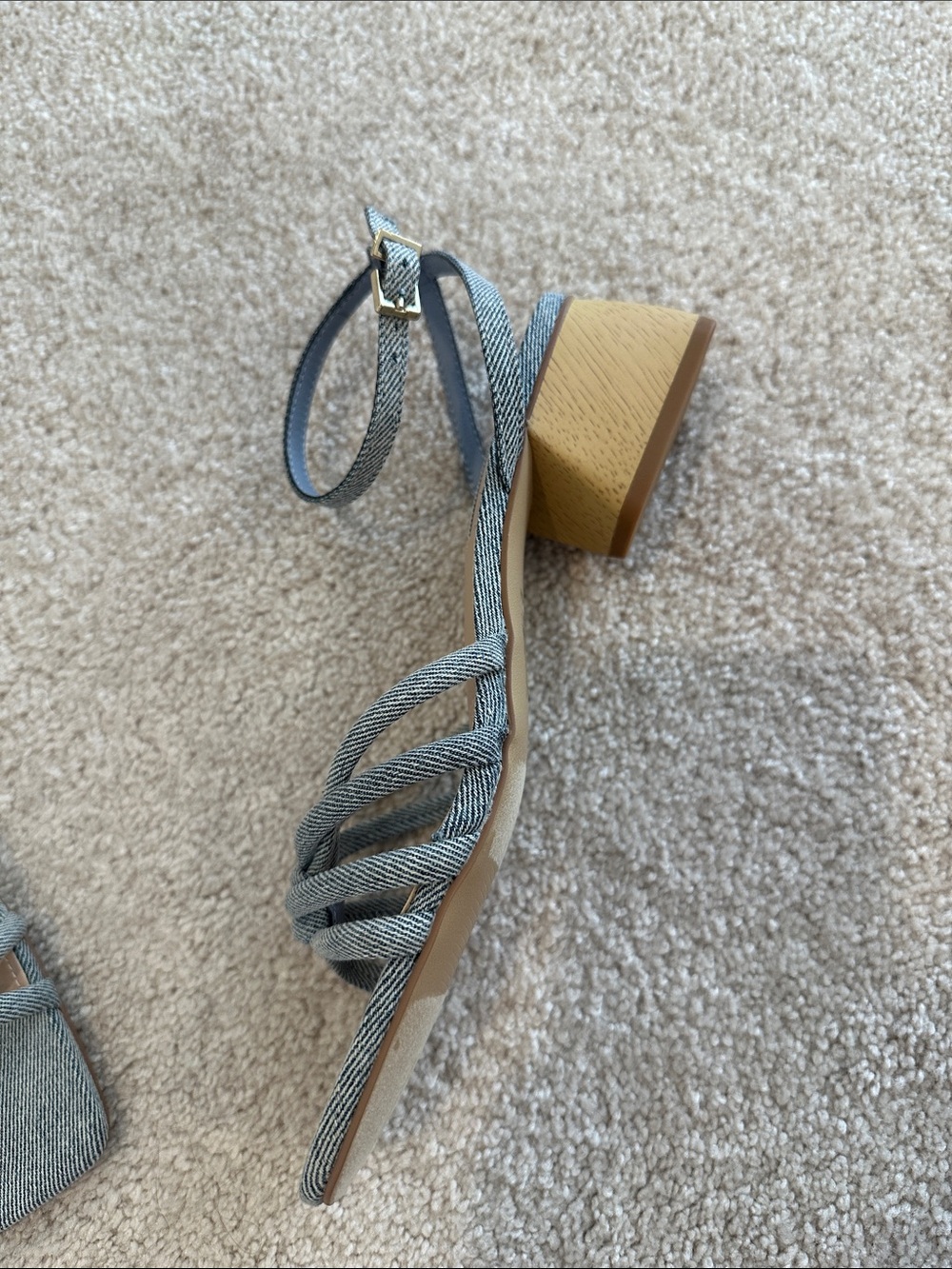 Steve Madden Light Blue Denim Strappy Sandals - Picture 2 of 5